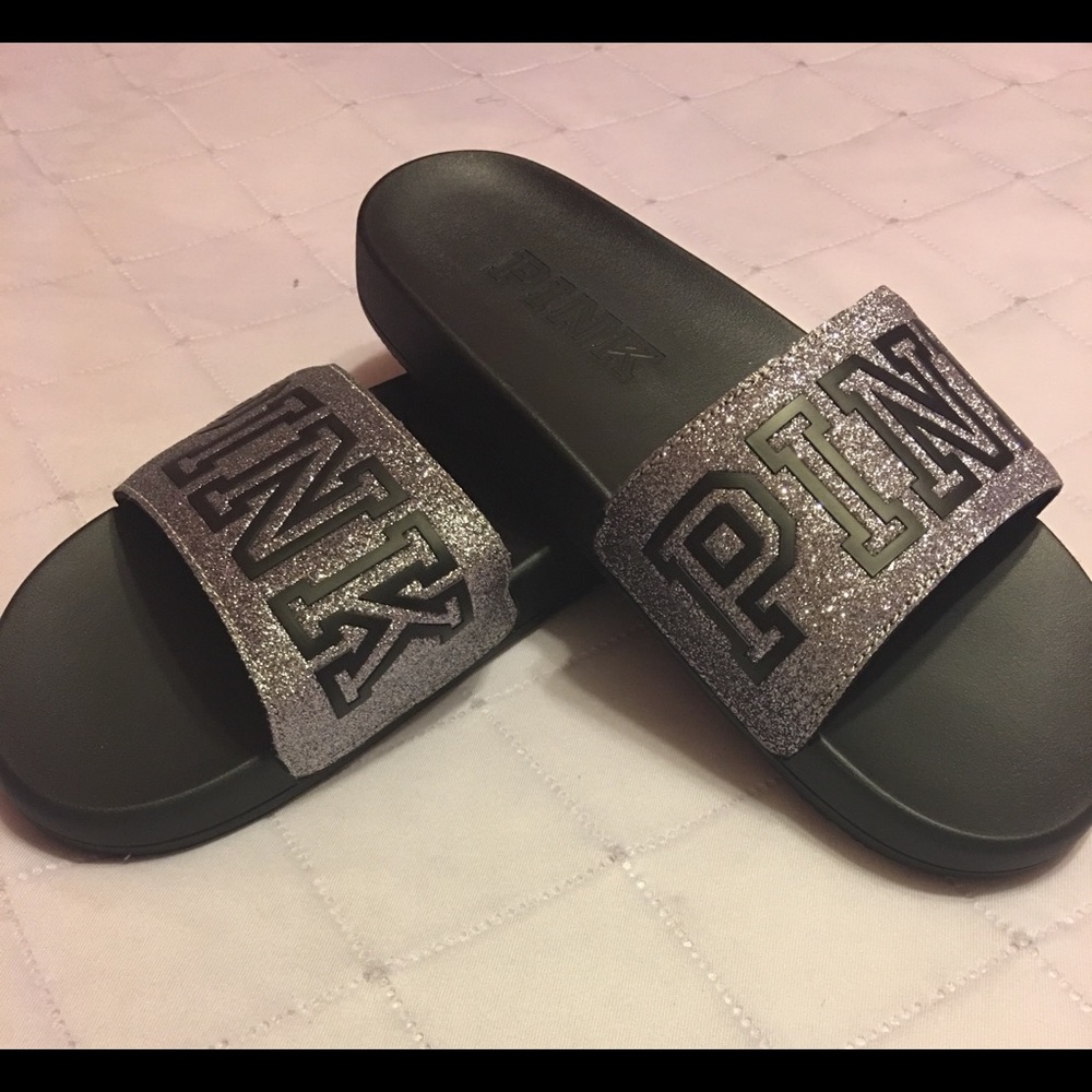 Victoria Secret PINK Glitter single strap slide